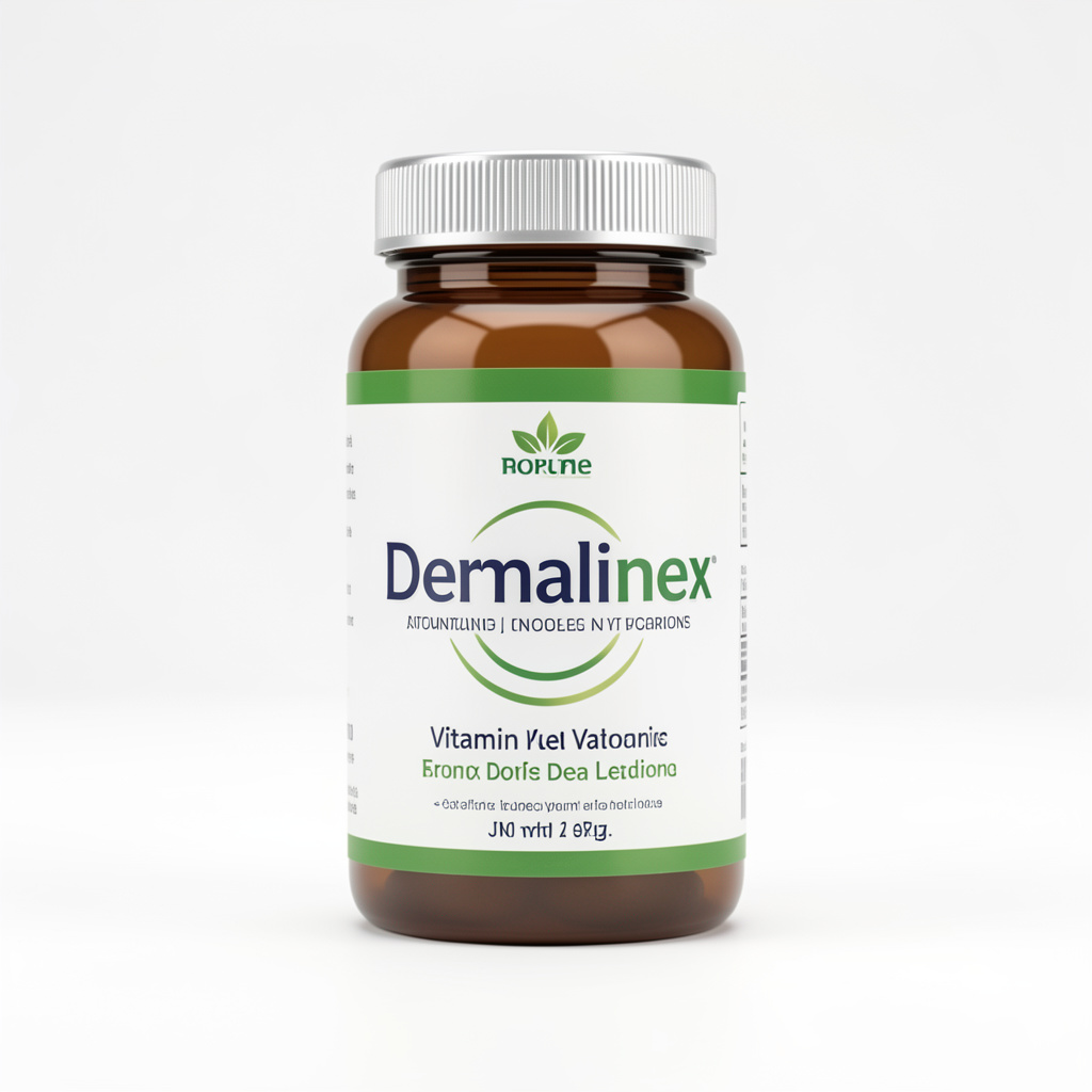 Dermalinex natural supplement bottle displayed on a clean background